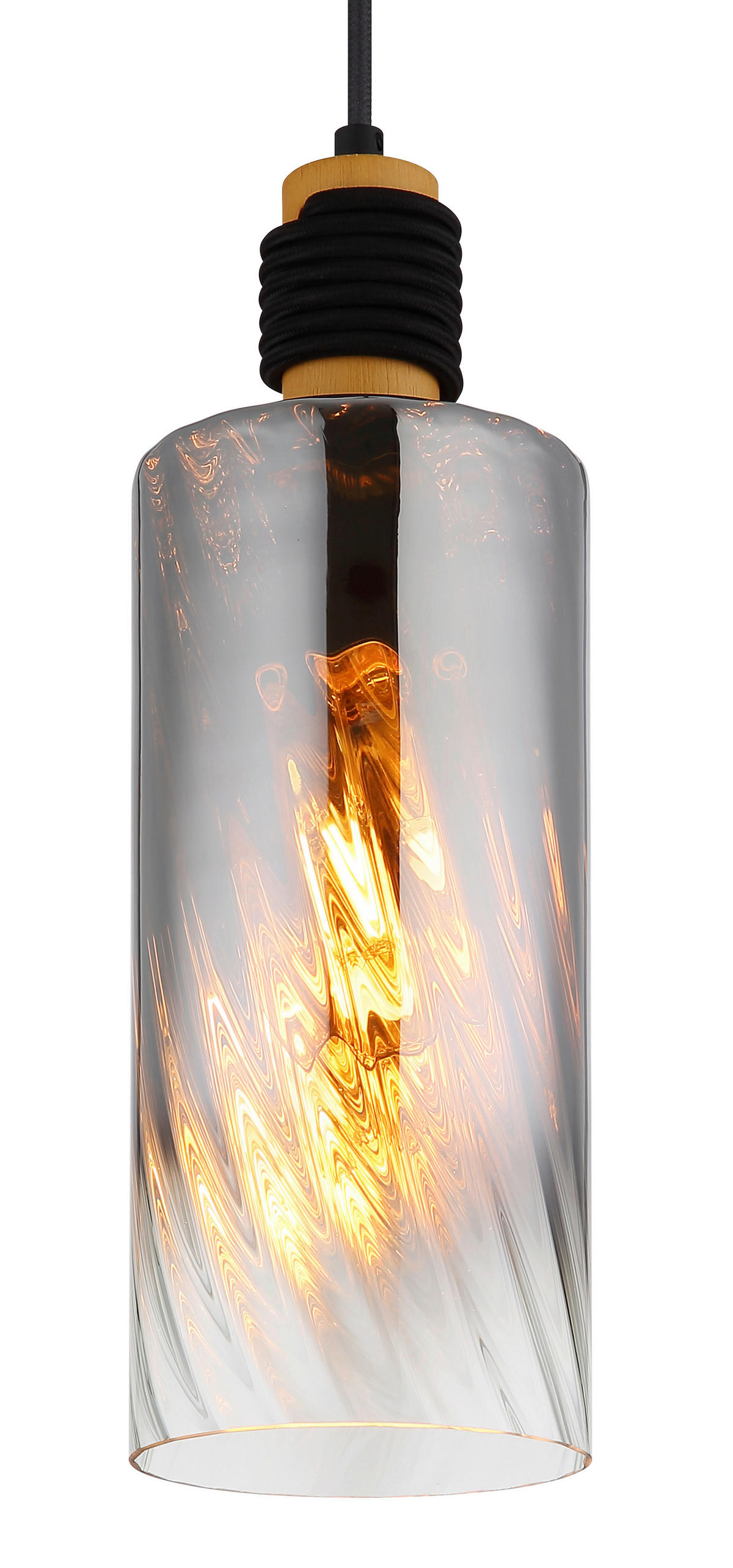 HÄNGELEUCHTE OSBORNE 12/150 cm   - Klar/Schwarz, Design, Glas/Holz (12/150cm) - Globo