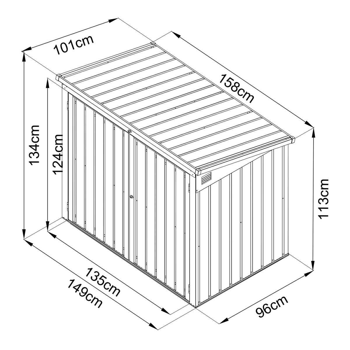 MÜLLTONNENBOX - Anthrazit, KONVENTIONELL, Metall (158/134/101cm) - Ambia Garden