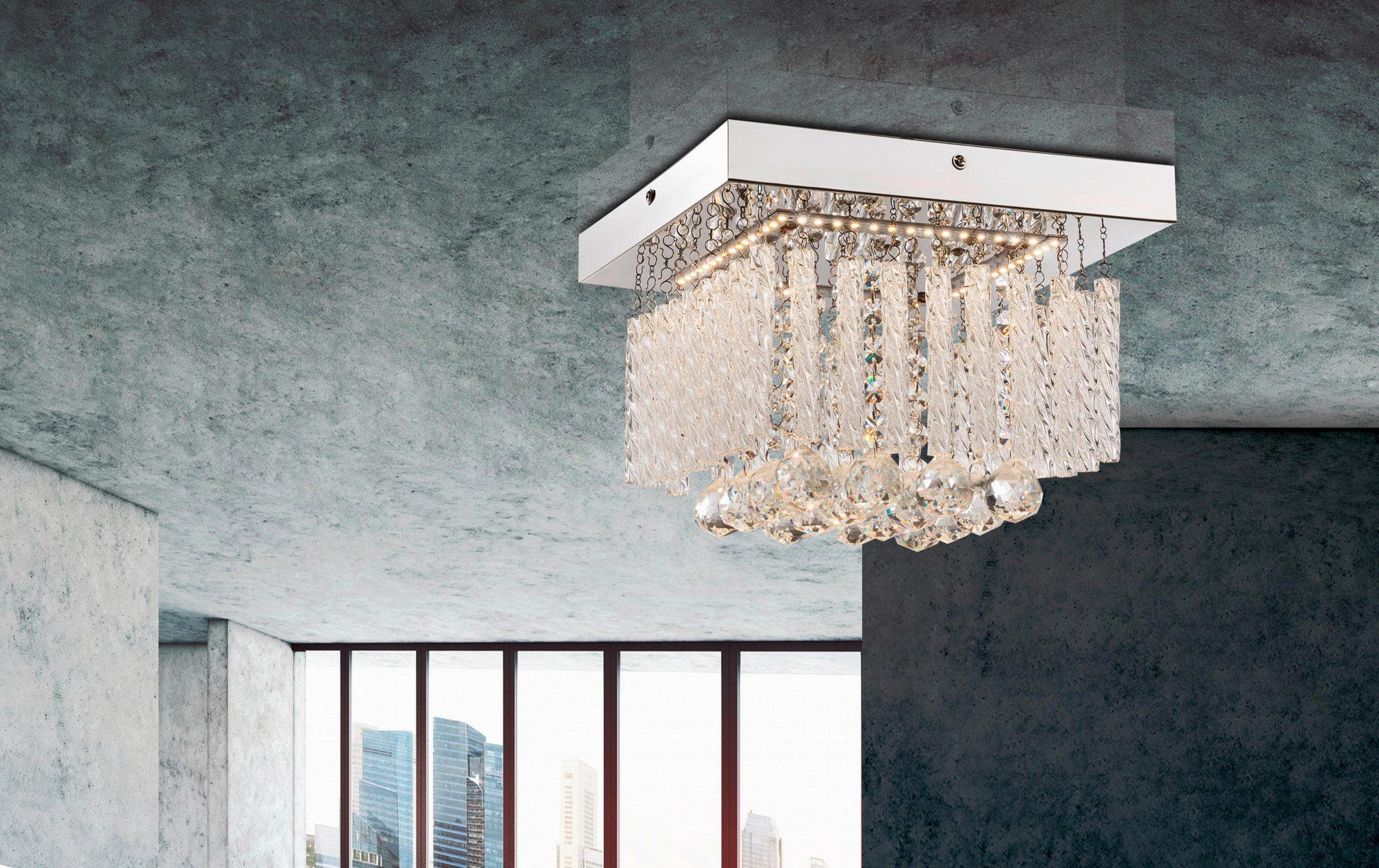 LED-DECKENLEUCHTE 12 W    25/25/15 cm  - Design, Glas/Metall (25/25/15cm) - Globo