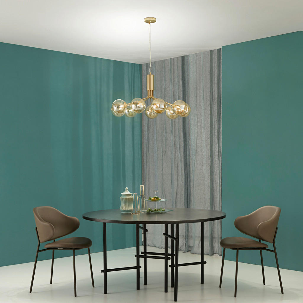 Thumbnail - Hängeleuchte Luce Ambiente e Design, Gold, Champagner, Metall, Glas, rund,rund, 161 cm, mit Pendel, Lampen & Leuchten, I...