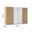 SCHWEBETÜRENSCHRANK 316/223/68 cm 4-türig Weiß, Eiche Artisan  - Chromfarben/Weiß, KONVENTIONELL, Glas/Holzwerkstoff (316/223/68cm) - Novel