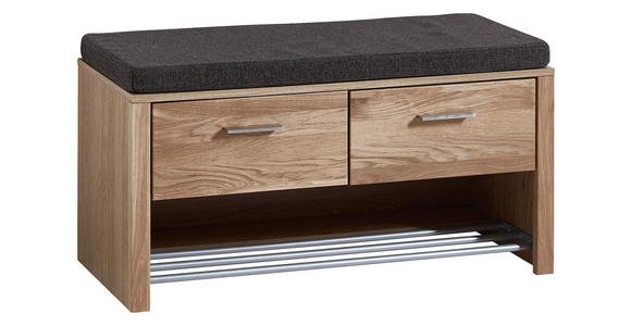 GARDEROBENBANK 93/48/38 cm - Edelstahlfarben/Eichefarben, Natur, Holz/Holzwerkstoff (93/48/38cm) - Voleo