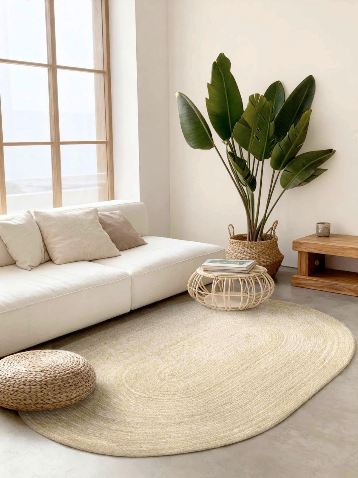 JUTETEPPICH 160/230 cm Jute Braided Champagner oval  - Champagner, Basics, Textil (160/230cm) - Hanse Home
