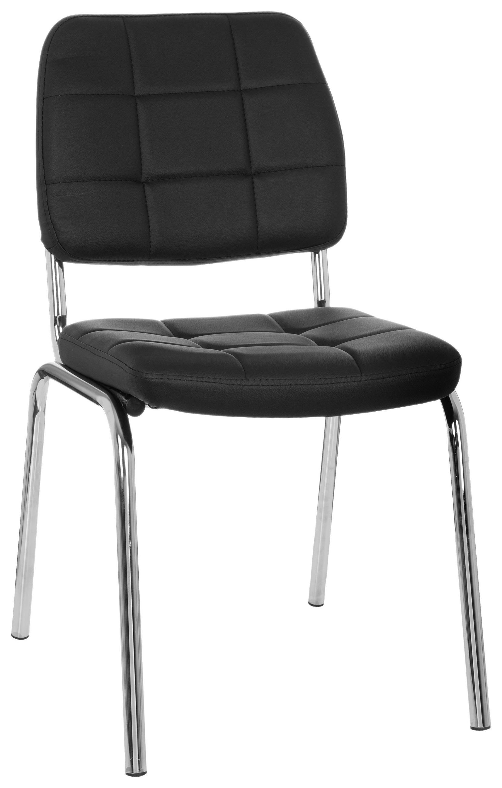 BESUCHERSTUHL  in Lederlook Schwarz  - Chromfarben/Schwarz, MODERN, Textil/Metall (46/87/50cm) - MID.YOU