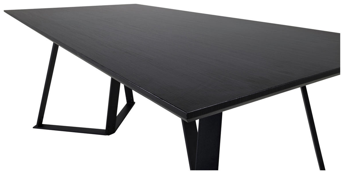ESSTISCH furniert rechteckig Schwarz  - Schwarz, Design, Holzwerkstoff/Metall (180/90/75cm) - Livetastic