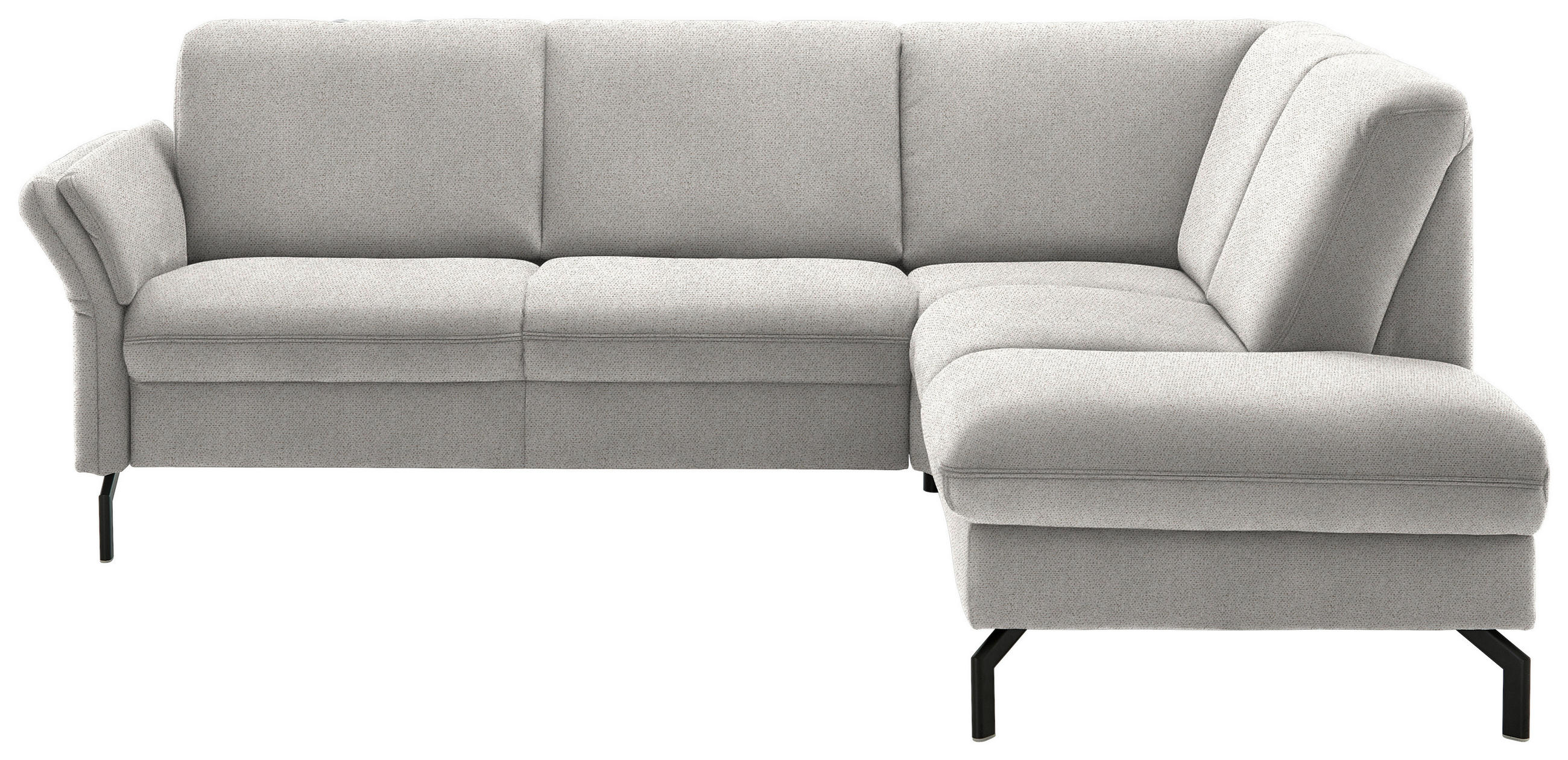 ECKSOFA in Flachgewebe Ecru  - Ecru/Schwarz, Konventionell, Textil/Metall (241/190cm) - Beldomo Comfort