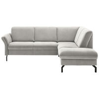 ECKSOFA in Flachgewebe Ecru  - Ecru/Schwarz, Konventionell, Textil/Metall (241/190cm) - Beldomo Comfort