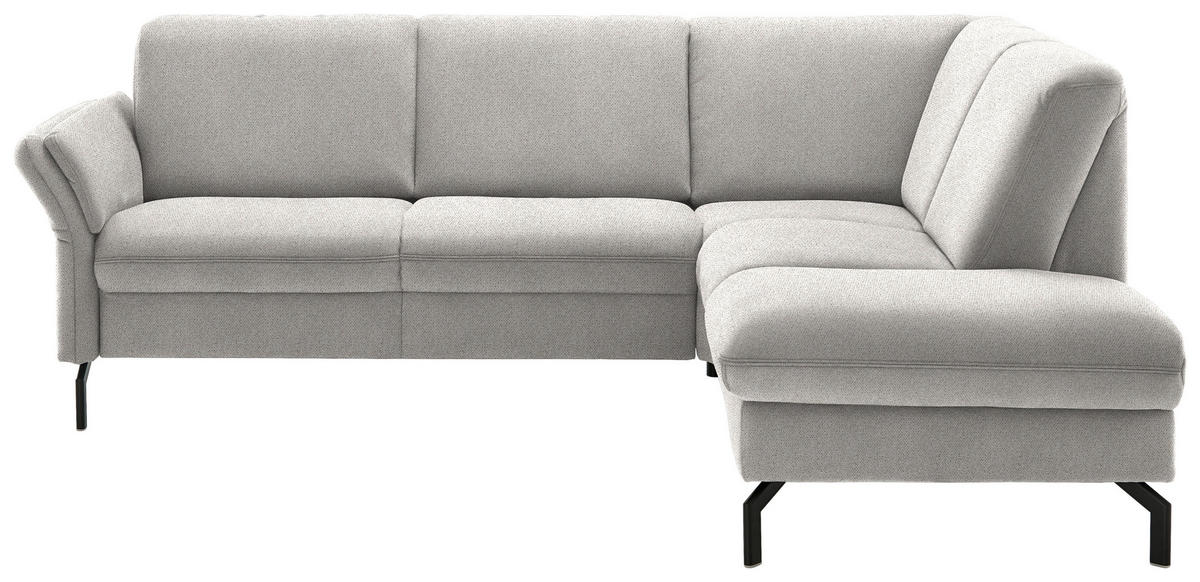 ECKSOFA in Flachgewebe Ecru  - Ecru/Schwarz, Konventionell, Textil/Metall (241/190cm) - Beldomo Comfort