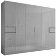 DREHTÜRENSCHRANK inkl. Zubehör 298/222/63 cm,  in Hellgrau, 6-türig  - Hellgrau/Schwarz, Design, Glas/Holzwerkstoff (298/222/63cm) - Dieter Knoll
