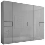 DREHTÜRENSCHRANK inkl. Zubehör 298/222/63 cm,  in Hellgrau, 6-türig  - Hellgrau/Schwarz, Design, Glas/Holzwerkstoff (298/222/63cm) - Dieter Knoll