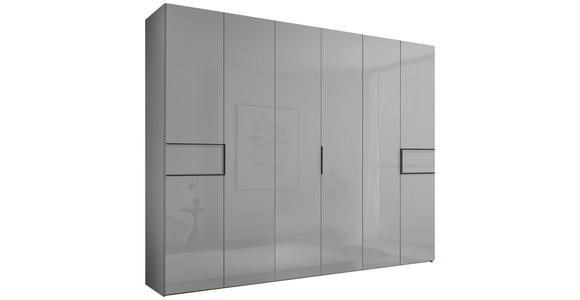 DREHTÜRENSCHRANK inkl. Zubehör 298/222/63 cm,  in Hellgrau, 6-türig  - Hellgrau/Schwarz, Design, Glas/Holzwerkstoff (298/222/63cm) - Dieter Knoll