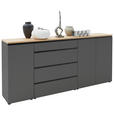 SIDEBOARD  in 225/102/41 cm  - Eichefarben/Anthrazit, Design, Holz/Holzwerkstoff (225/102/41cm) - Dieter Knoll