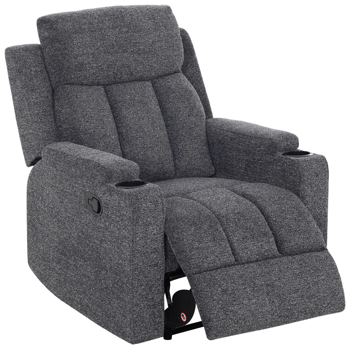 FERNSEHSESSEL Webstoff Grau  - Schwarz/Grau, MODERN, Kunststoff/Textil (81/99/95cm) - MID.YOU