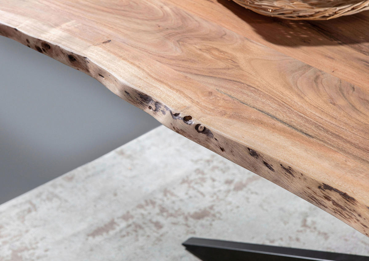 ESSTISCH in Holz 220/100/75 cm  - Schwarz/Naturfarben, MODERN, Holz/Metall (220/100/75cm) - Livetastic