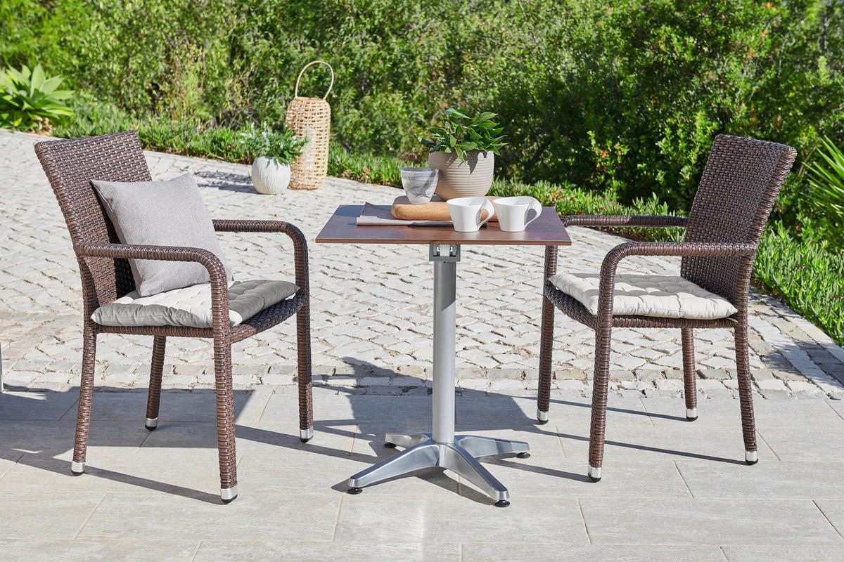 STOL  aluminij rjava, bež  - bež/rjava, Basics, kovina/umetna masa (61/88/58cm) - Ambia Garden