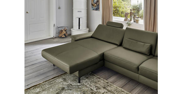 ECKSOFA in Echtleder Waldgrün 176/334 cm - Waldgrün/Schwarz, Design, Leder/Metall (176/334cm) - Dieter Knoll