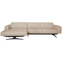 ECKSOFA in Struktur Sandfarben  163/305 cm  - Sandfarben/Eichefarben, Design, Holz/Textil (163/305cm) - Novel