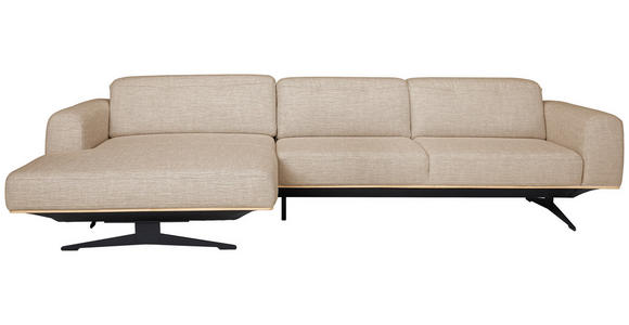 ECKSOFA in Struktur Sandfarben  - Sandfarben/Eichefarben, Design, Holz/Textil (163/305cm) - Novel