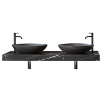 WASCHTISCHPLATTE  - Schwarz, MODERN, Keramik/Holzwerkstoff (160,3cm) - Celina Home