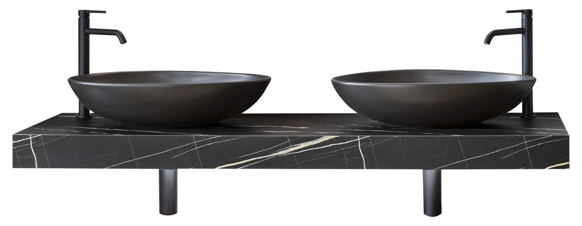 WASCHTISCHPLATTE  - Schwarz, MODERN, Keramik/Holzwerkstoff (160,3cm) - Celina Home