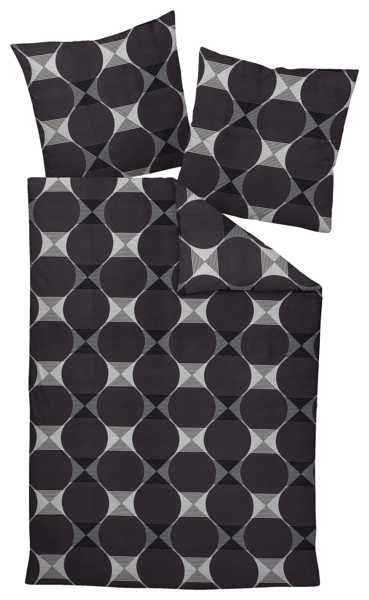 POVLEČENÍ, makosatén, antracitová, šedá, 135/200 cm  - šedá/antracitová, Design, textil (135/200cm) - Janine