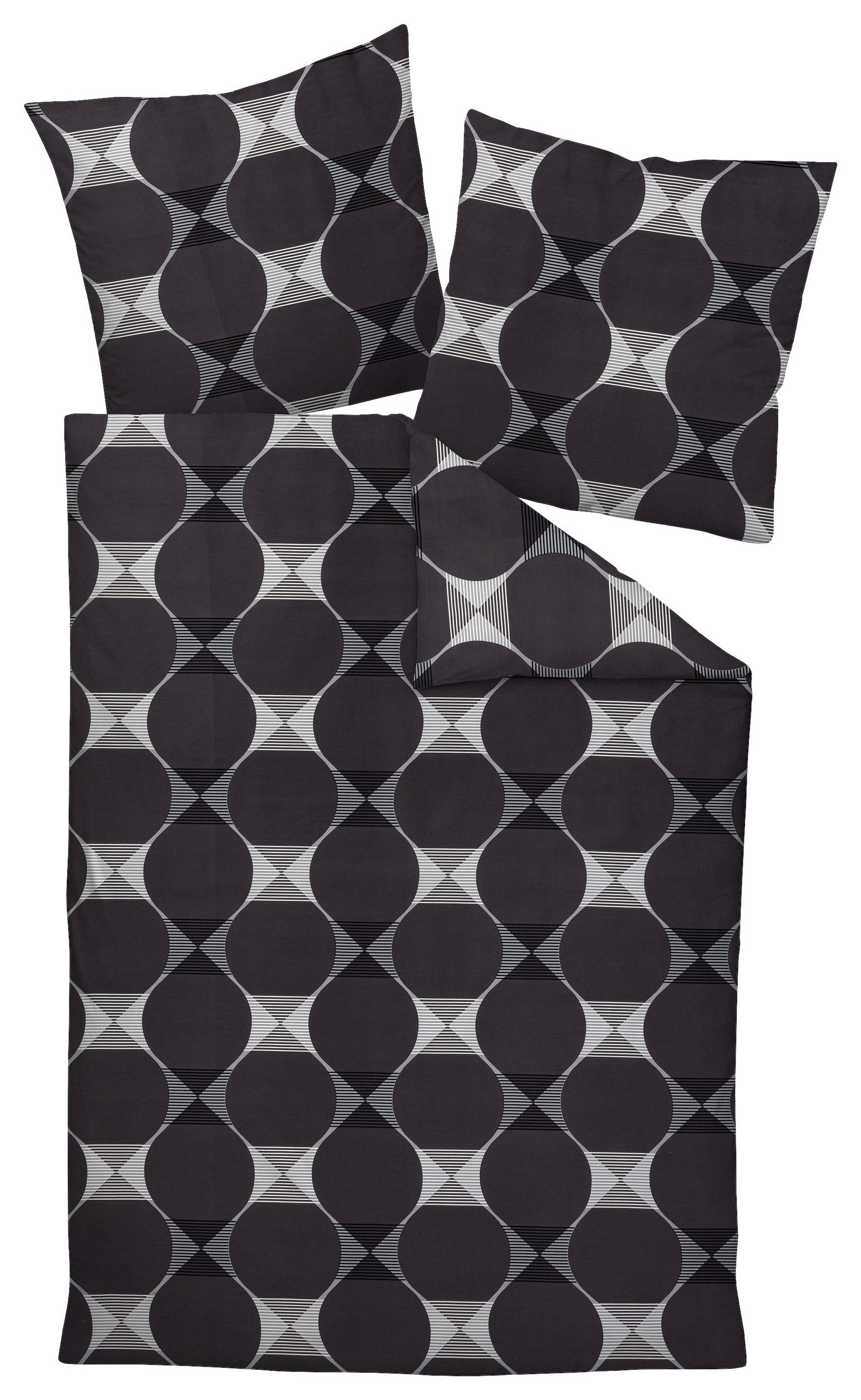 E-shop Janine POSTEĽNÁ BIELIZEŇ, makosatén, antracitová, sivá, 135/200 cm