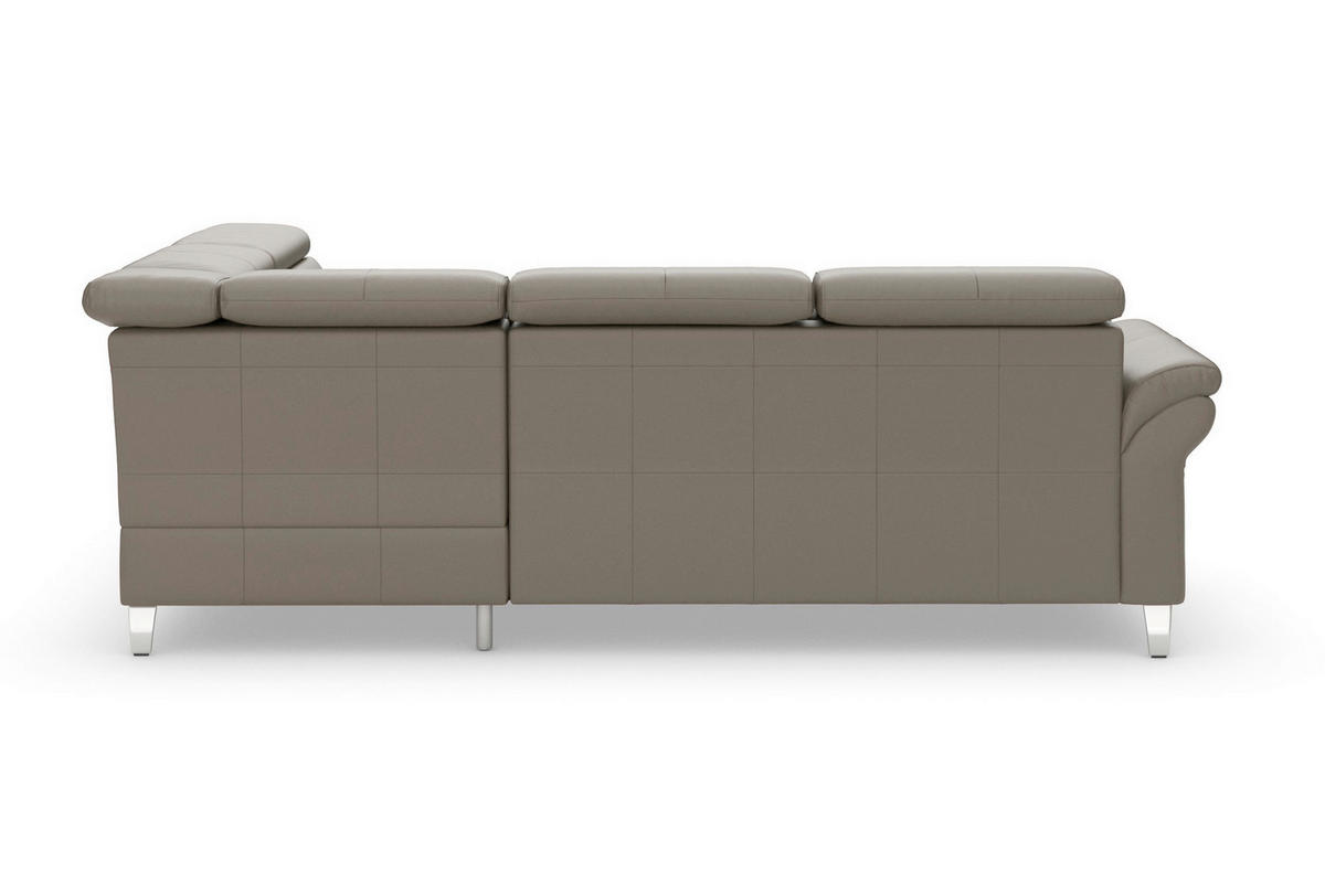 ECKSOFA  Echtleder Grau  - Chromfarben/Grau, Basics, Leder/Metall (245/194cm) - Sit & More