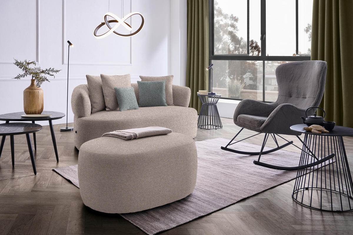 2-SITZER-SOFA in Flachgewebe Hellbraun  - Hellbraun/Schwarz, MODERN, Kunststoff/Textil (177/86/105cm) - Hom`in