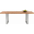 ESSTISCH in Holz, Metall 200/100/77 cm  - Edelstahlfarben/Eichefarben, Design, Holz/Metall (200/100/77cm) - Novel