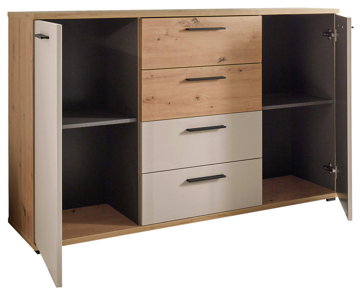 SIDEBOARD  150/92/38 cm 4 Schublade(n)  - Kaschmir/Schwarz, KONVENTIONELL, Holzwerkstoff/Kunststoff (150/92/38cm) - Xora