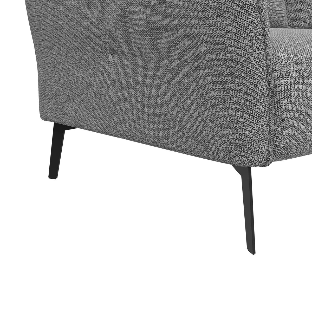 3-SITZER-SOFA  in Chenille Grau Modern  - Schwarz/Grau, KONVENTIONELL, Textil/Metall (184/90/92cm) - Elegando