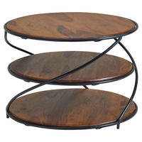COUCHTISCH Sheesham massiv 58/58/40,5 cm rund Sheeshamfarben  - Sheeshamfarben/Schwarz, MODERN, Holz/Metall (58/58/40,5cm) - MID.YOU