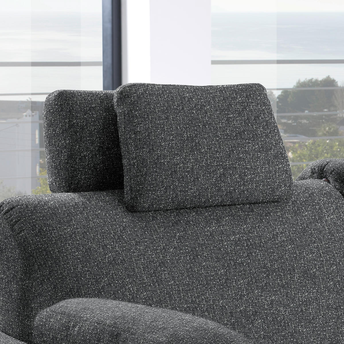 ECKSOFA  in Mikrovelours Anthrazit  261/203 cm  - Eichefarben/Anthrazit, KONVENTIONELL, Holz/Textil (261/203cm) - Sedda