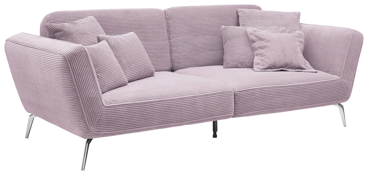 3-SITZER-SOFA Cord Aubergine  - Chromfarben/Aubergine, KONVENTIONELL, Kunststoff/Textil (260/90/125cm) - SetOne by Musterring