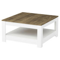 COUCHTISCH in Holzwerkstoff 89/89/45 cm  - Weiss/Walnussfarben, Design, Holzwerkstoff (89/89/45cm) - Livetastic