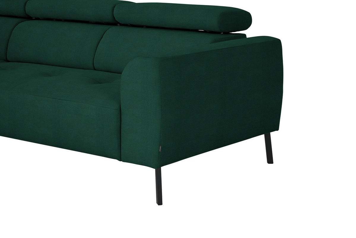 ECKSOFA in Feincord Waldgrün  205/280 cm  - Waldgrün/Schwarz, Design, Textil/Metall (205/280cm) - Xora