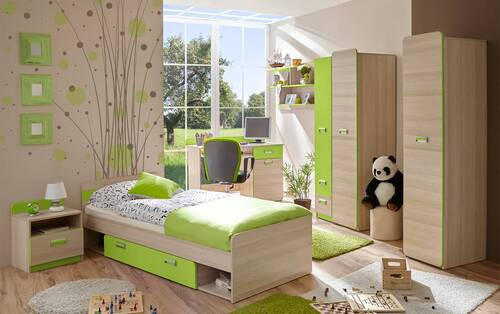 JUGENDZIMMER Grün, Eschefarben  - Eschefarben/Birkefarben, MODERN, Holz/Holzwerkstoff (80/190cm) - MID.YOU