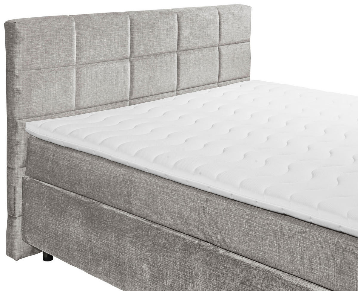 BOXSPRINGBETT 180/200 cm  in Hellgrau  - Hellgrau/Schwarz, Design, Holzwerkstoff/Kunststoff (180/200cm) - Xora