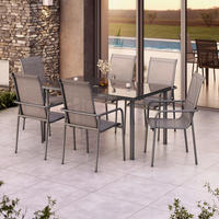 GARTENTISCHGRUPPE Webstoff Stahl  - Grau, MODERN, Glas/Textil (284/204/100cm) - Ambia Garden