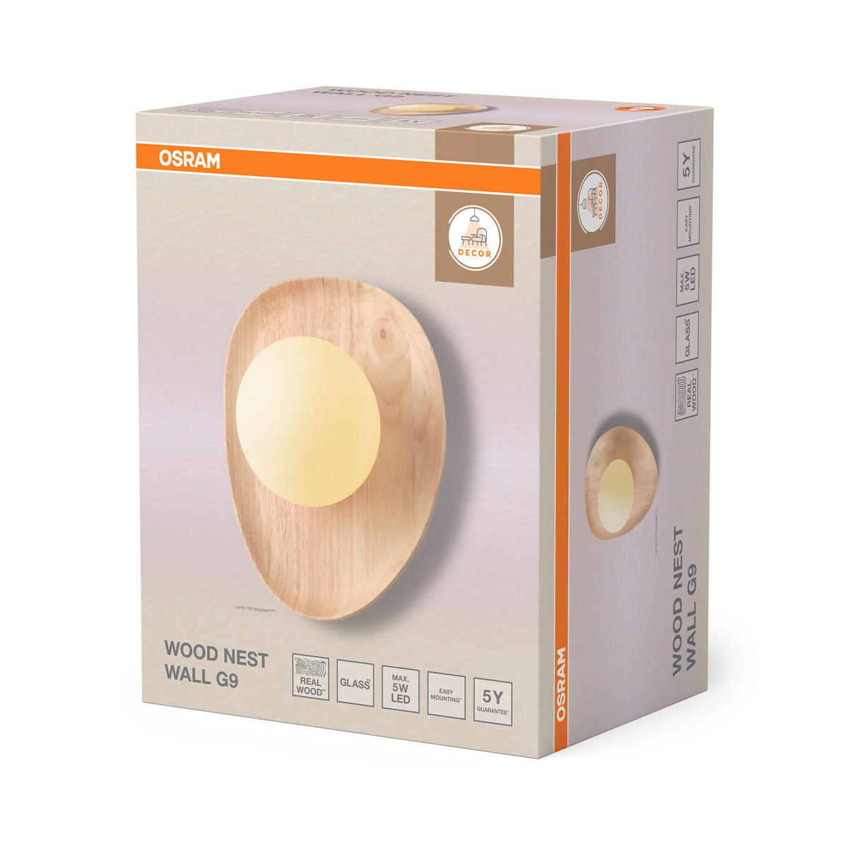 WANDLEUCHTE 20/13,5/26 cm   - Naturfarben, Basics, Glas/Holz (20/13,5/26cm) - Osram