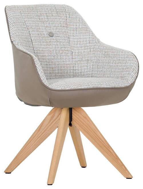 ARMLEHNSTUHL  in Chenille, Lederlook  - Taupe/Eichefarben, MODERN, Holz/Textil (60/83/65cm) - Novel