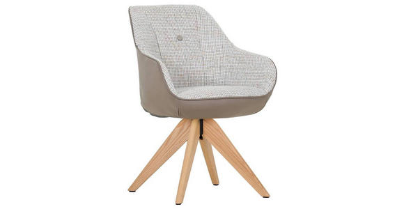 ARMLEHNSTUHL in Chenille, Lederlook - Taupe/Eichefarben, MODERN, Holz/Textil (60/83/65cm) - Novel