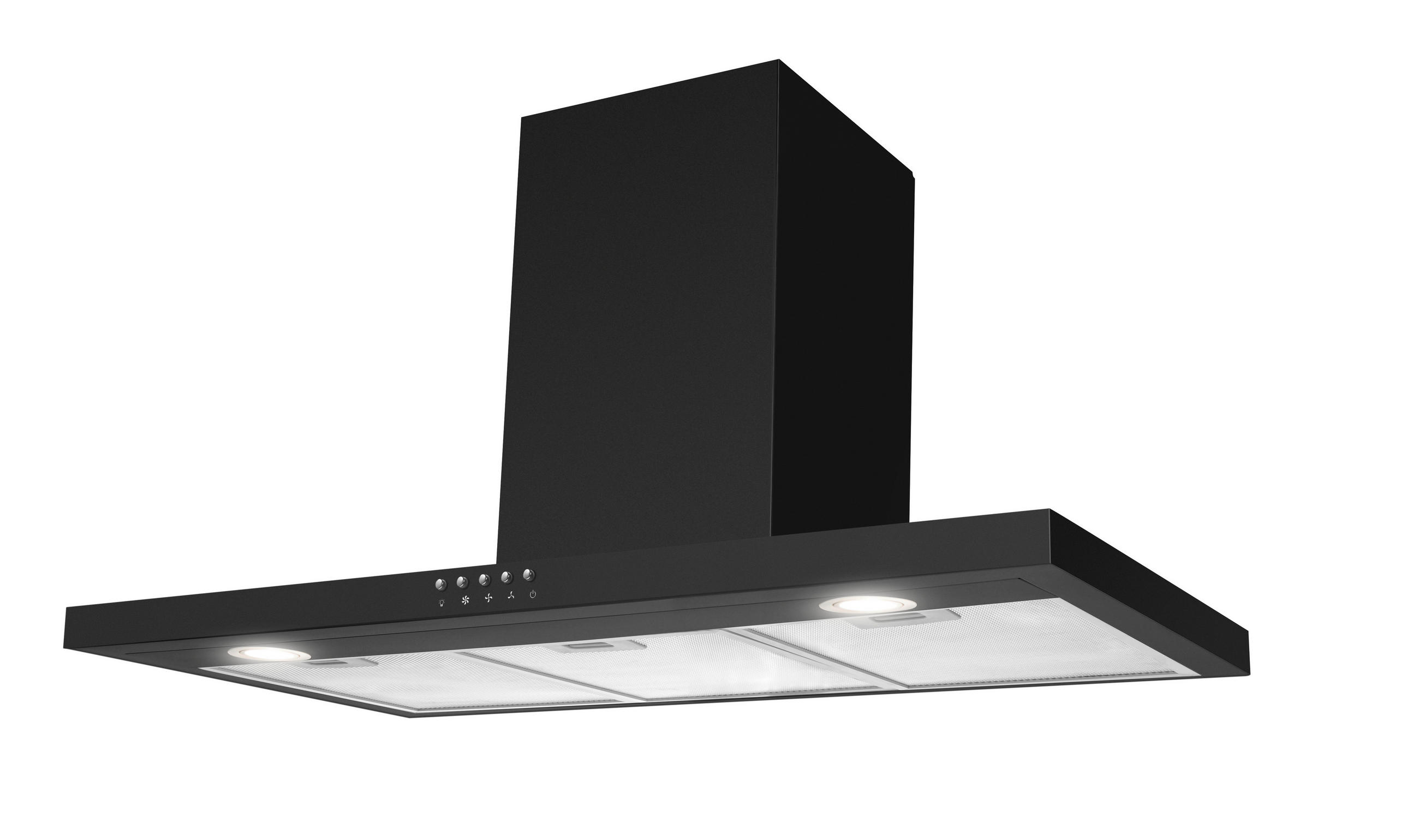 Dunstabzugshaube Schwarz Matt BxHxT: ca. 90x53,5-101,5x50 cm