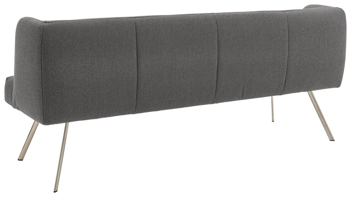 SITZBANK in Metall, Textil Edelstahlfarben, Hellgrau  - Edelstahlfarben/Hellgrau, Design, Textil/Metall (200/87/64cm) - Venjakob