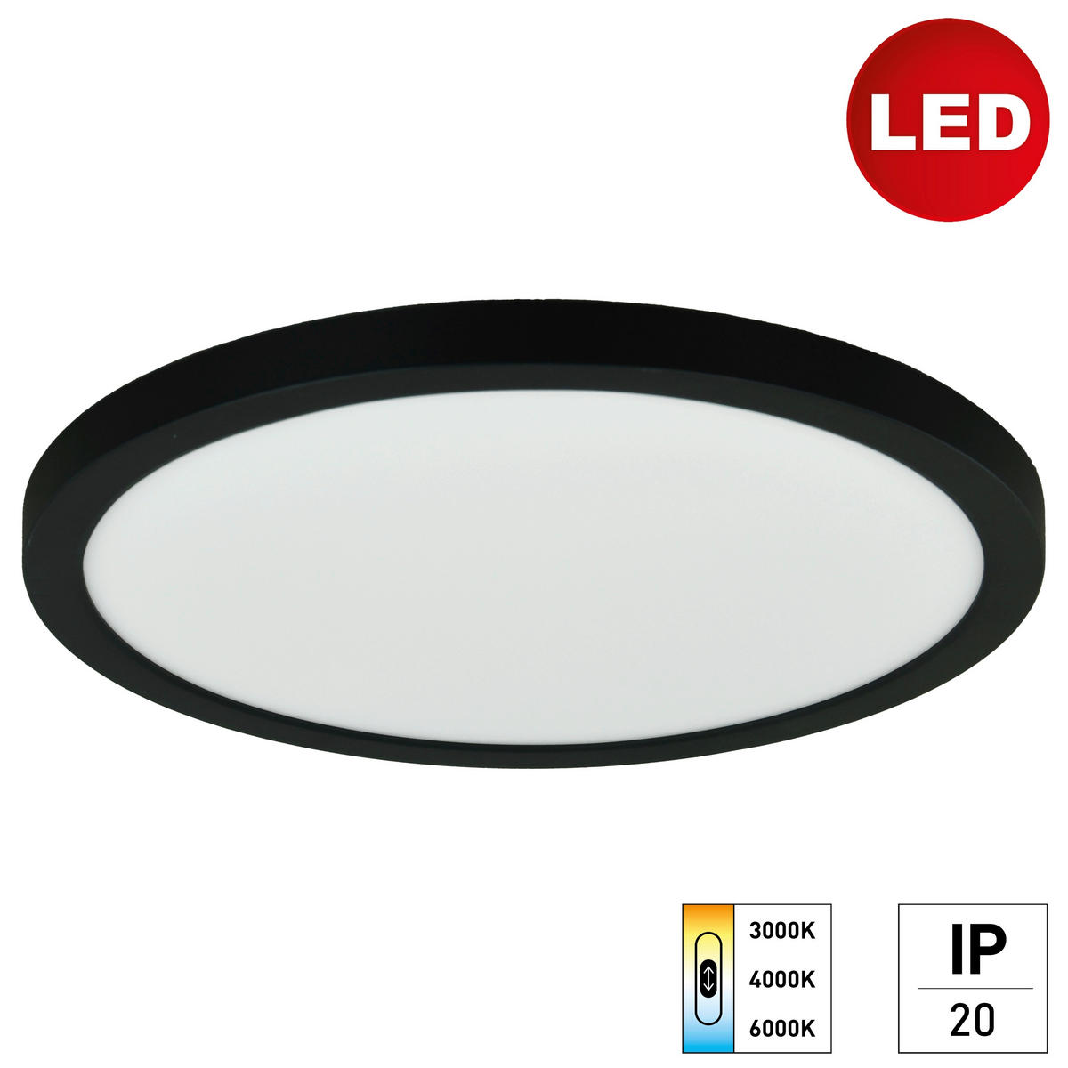 LED-DECKENLEUCHTE Space 30/1,7 cm   - Schwarz, KONVENTIONELL, Kunststoff (30/1,7cm)