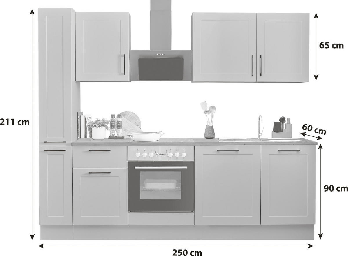 KÜCHENBLOCK 250 cm   in Grün, Eiche Artisan  - Schwarz/Eiche Artisan, Design, Holzwerkstoff/Metall (250cm) - MID.YOU