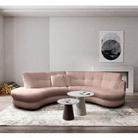 ECKSOFA in Bouclé Rosa  - Weiss/Schwarz, Design, Kunststoff/Textil (113/300cm) - Livetastic