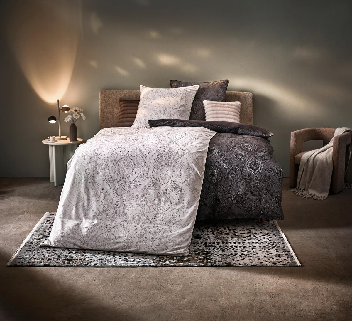BETTWÄSCHE 2-teilig PEARL Satin 135/200 cm  - Anthrazit, Basics, Textil (135/200cm) - Musterring