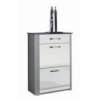 SCHUHSCHRANK Silberfarben, Alufarben  - Chromfarben/Silberfarben, Design, Glas/Holzwerkstoff (71/97/34cm) - Moderano