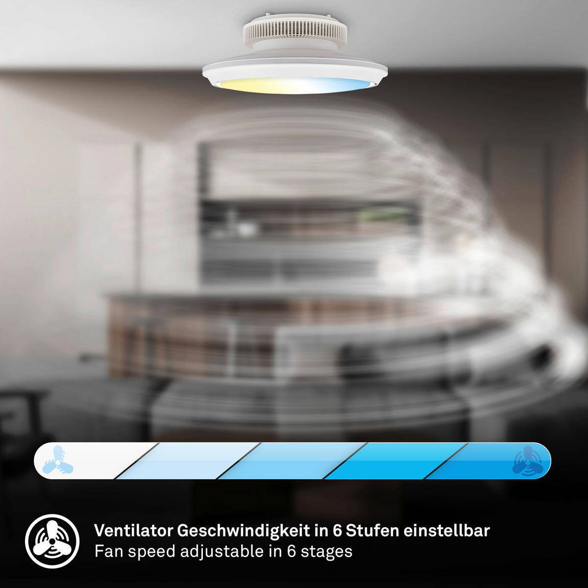 DECKENVENTILATOR - Chromfarben/Weiß, Design, Kunststoff/Metall (44/17,5cm)